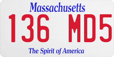 MA license plate 136MD5