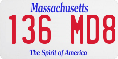 MA license plate 136MD8