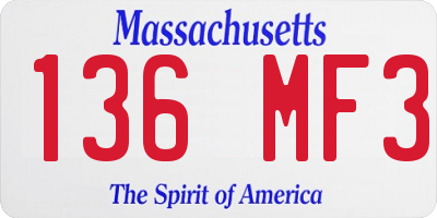 MA license plate 136MF3