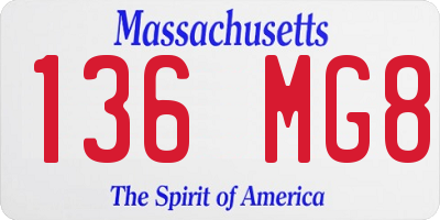 MA license plate 136MG8