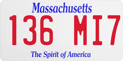 MA license plate 136MI7