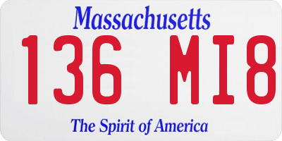 MA license plate 136MI8