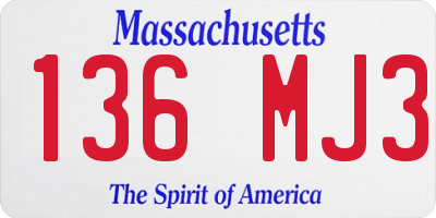 MA license plate 136MJ3