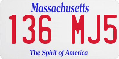 MA license plate 136MJ5