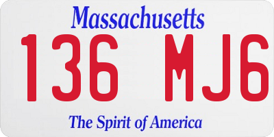 MA license plate 136MJ6