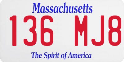 MA license plate 136MJ8