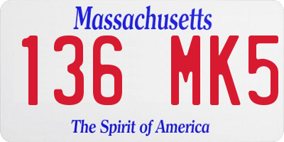 MA license plate 136MK5