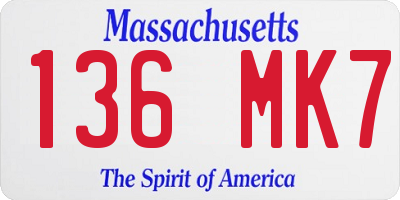 MA license plate 136MK7