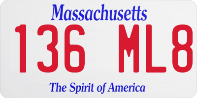 MA license plate 136ML8