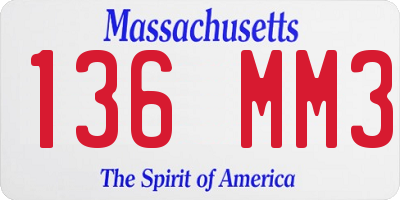 MA license plate 136MM3