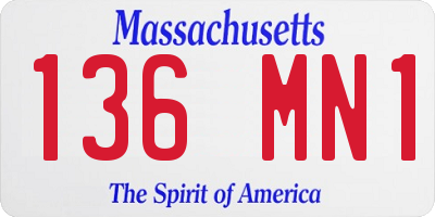 MA license plate 136MN1