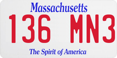 MA license plate 136MN3