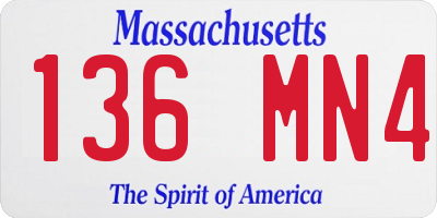 MA license plate 136MN4