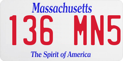 MA license plate 136MN5