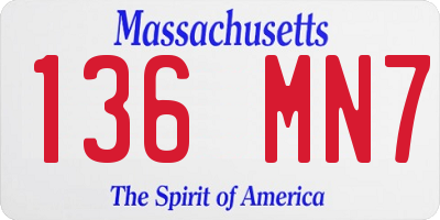 MA license plate 136MN7