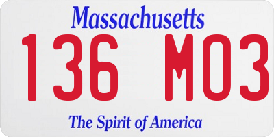 MA license plate 136MO3