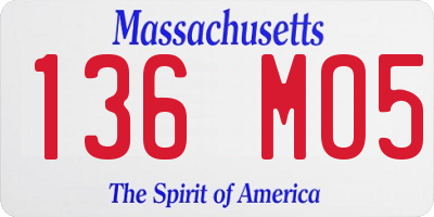 MA license plate 136MO5