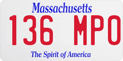 MA license plate 136MP0