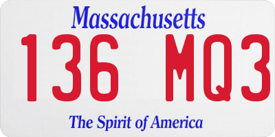 MA license plate 136MQ3