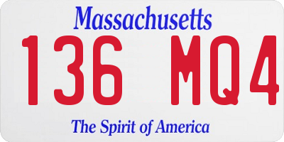 MA license plate 136MQ4