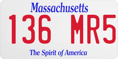 MA license plate 136MR5