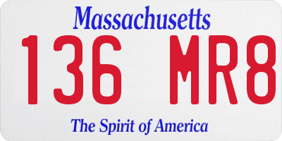 MA license plate 136MR8
