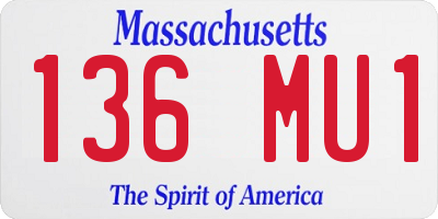 MA license plate 136MU1