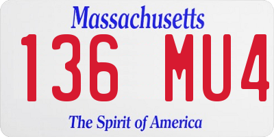 MA license plate 136MU4