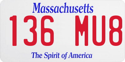 MA license plate 136MU8