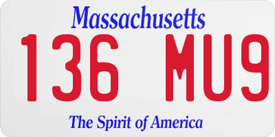MA license plate 136MU9