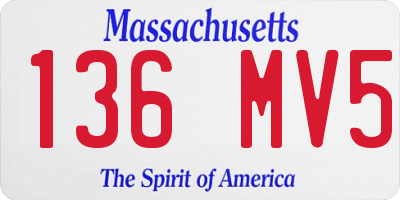 MA license plate 136MV5