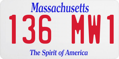 MA license plate 136MW1