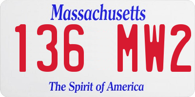 MA license plate 136MW2