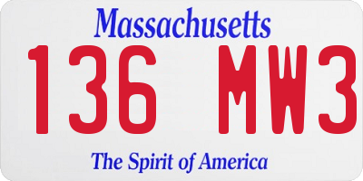 MA license plate 136MW3