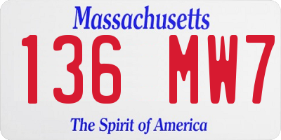 MA license plate 136MW7