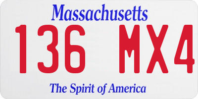 MA license plate 136MX4