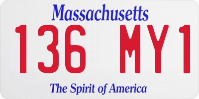 MA license plate 136MY1
