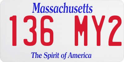 MA license plate 136MY2