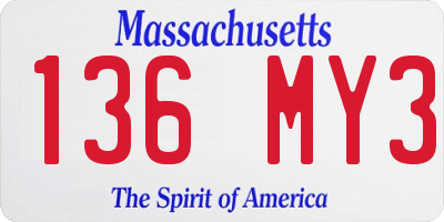 MA license plate 136MY3
