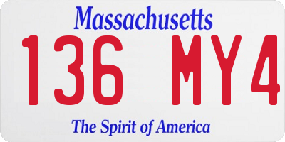 MA license plate 136MY4