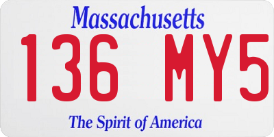MA license plate 136MY5