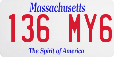 MA license plate 136MY6