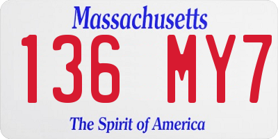 MA license plate 136MY7