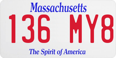 MA license plate 136MY8