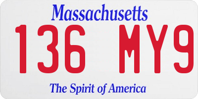 MA license plate 136MY9