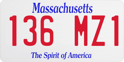 MA license plate 136MZ1