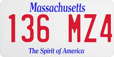 MA license plate 136MZ4