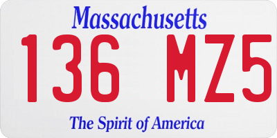 MA license plate 136MZ5