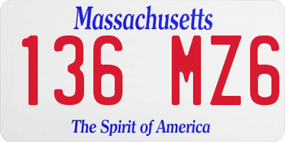 MA license plate 136MZ6