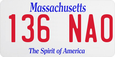 MA license plate 136NA0